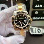 Noob Factory V8 Rolex Submariner 40 MM ETA2836 Black Face Watch - Gold and Silver Steel Band Black Face 
